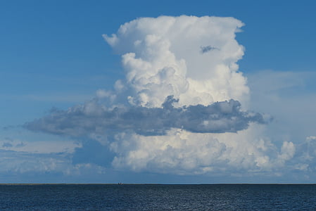 Cumulus ореол, облак, облак кула, облак, облаци форма, летни облаци, море