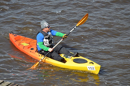 kayak, rafting, canoa, hombre, barco, aventura
