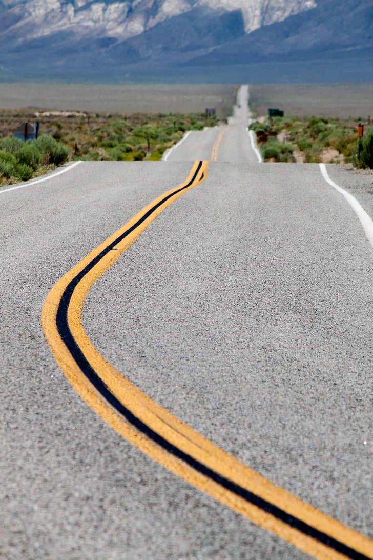 Nevada, route, large, centrale de réservation, asphalte, nature, paysage