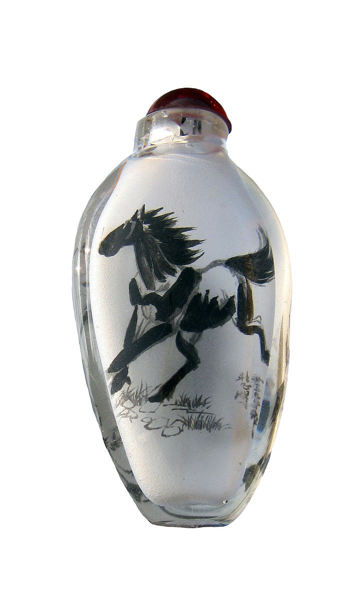 horse, vase, tusche indian ink, drawing, chinese, bottle
