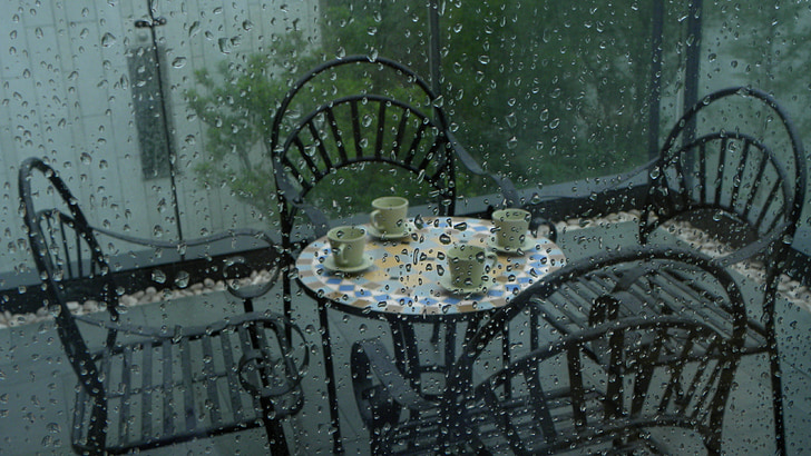rumah tangga, rumah, hujan, balkon