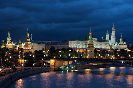 Moskva, noć, Rusija, Kremlj, noć fotografija, Sovjetski savez, povijesno