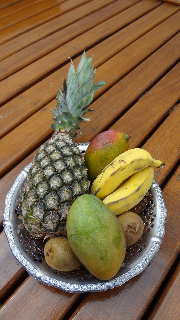 gyümölcs, ananász, manga, banán, Kiwi, élelmiszer, növények