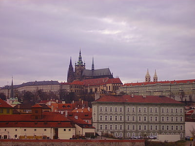 prague, czech republic, city, urban, buildings, church, sky