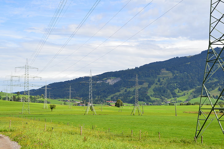 masts, power line, current, mast, energy, line, electricity