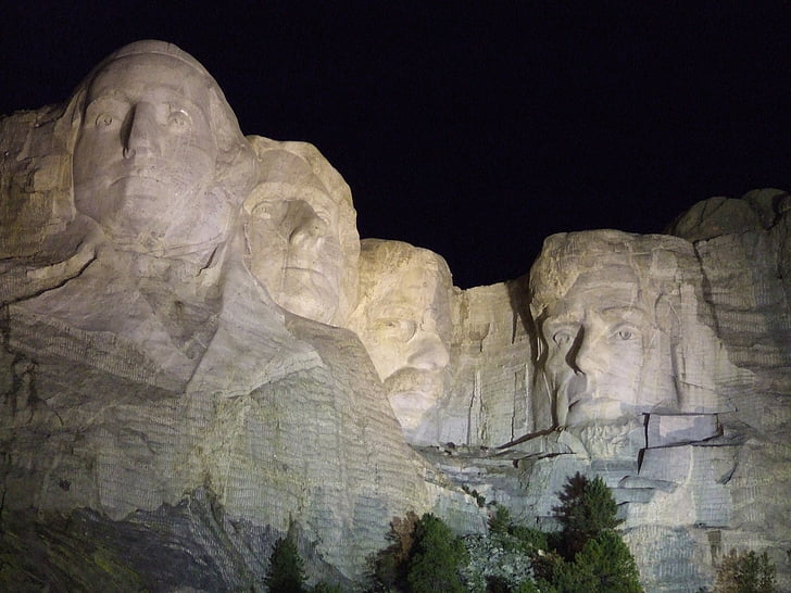 Muntele rushmore, noapte, Monumentul, punct de reper, pitoresc, dakota de Sud, Memorialul