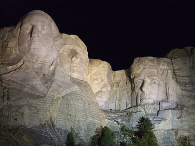 планината Ръшмор, нощ, Паметник, забележителност, живописна, Южна Дакота, Паметник