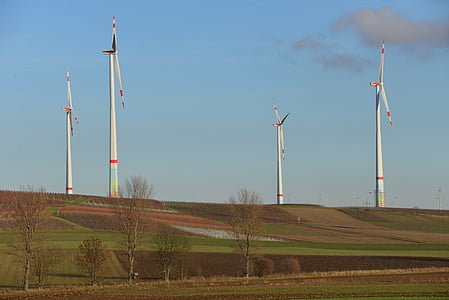 windräder, enerģija, Eco enerģija, vēja enerģija, debesis, zila, vides aizsardzības tehnoloģija