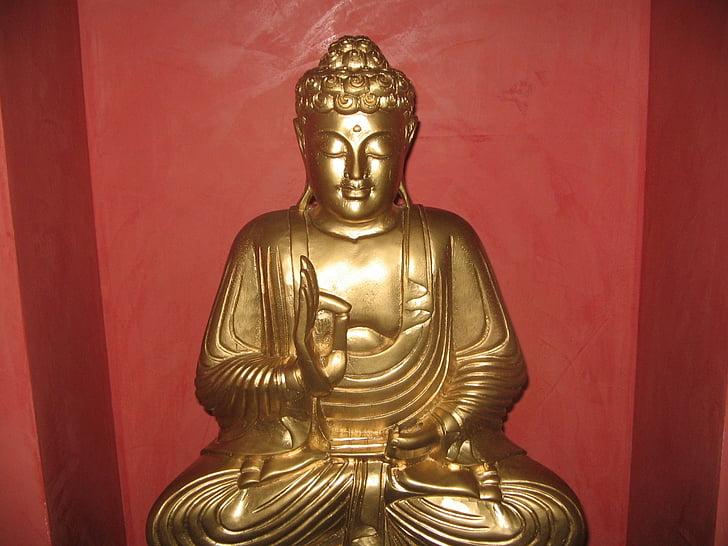 buddha, gold, statue, buddhism, asia, religion, spirituality