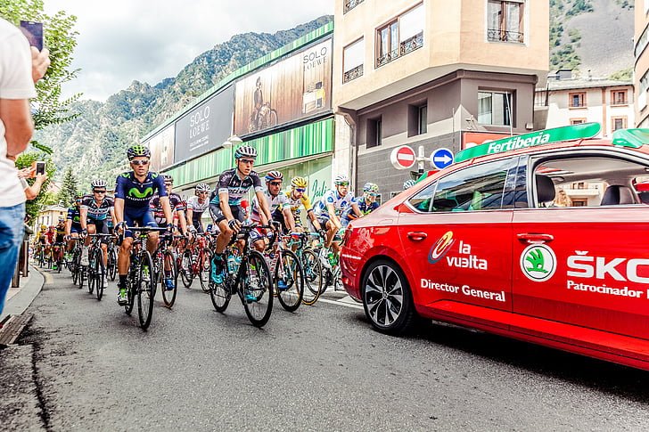 bicycle race, bike, car, city, competition, cycling, cycliste
