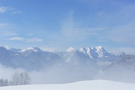 snow, mountains, sky, high mountains, winter, wintry, cold