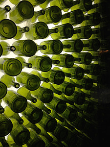 botol, hijau, anggur, dinding, Bar