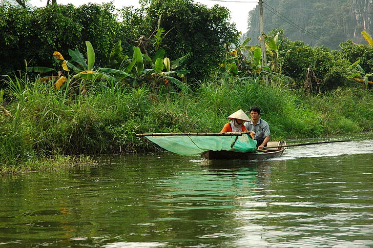 Vietnam, paesaggio, Asia, mezzo di trasporto marittimo, fiume, acqua, persone