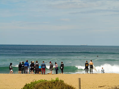 澳大利亚, 网上冲浪, 波, 海滩, 沙子, 海, 水上的地平线