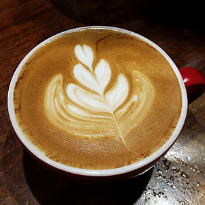 káva, Latte, Latte art, espreso, pohár, nápoj, Kavárna