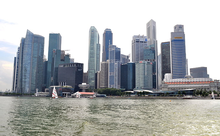 Singapur, wody, LN, Architektura, Skyline, Miasto, gród