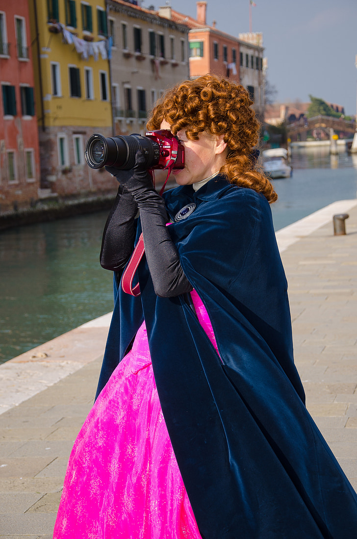 fotógrafo, Carnaval, Venecia, personas, al aire libre, mujeres