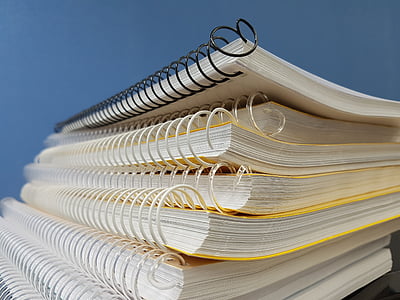 Close-up, Notebook, documenti, impilati, business, pila