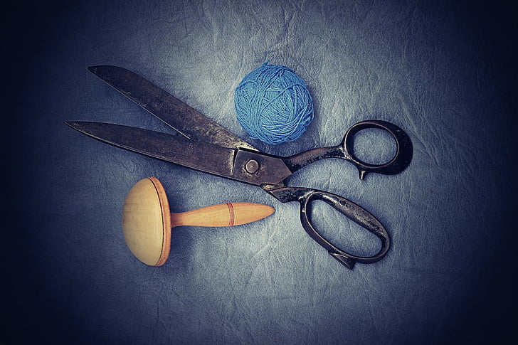 scissors, old, sewing, on peace, work, couture, dress