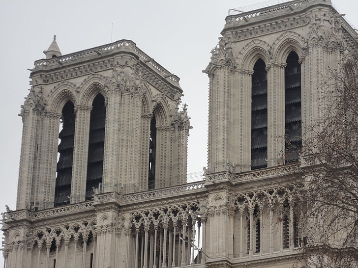 Párizs, Franciaország, templom, Notre dame, Torres, homlokzat