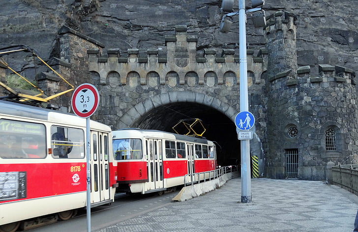 tram, Praag, Tsjechisch, het platform, Europa, Straat, monument