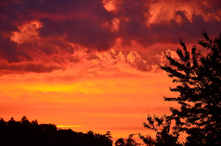 Захід сонця, післясвічення, abendstimmung, червоний, хмари, вечірнє небо, настрій