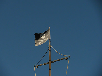 Flaga, Piraci, Czaszka, statek, niebezpieczeństwo, Ostrzeżenie, morskie