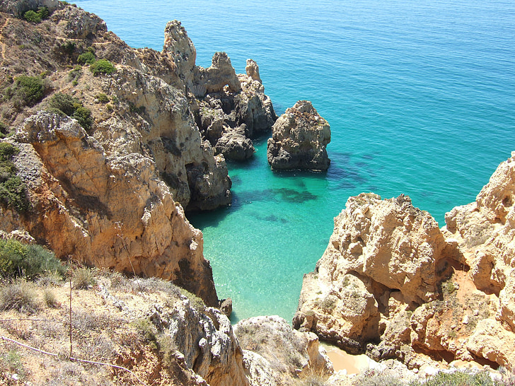 batu, Algarve, laut, Pantai