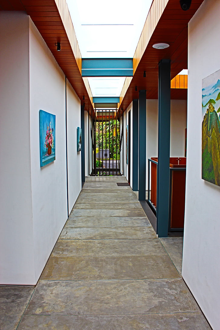 corredor, Pasarela, arte de la pared, puerta, Ruta de acceso, arquitectura, Villa