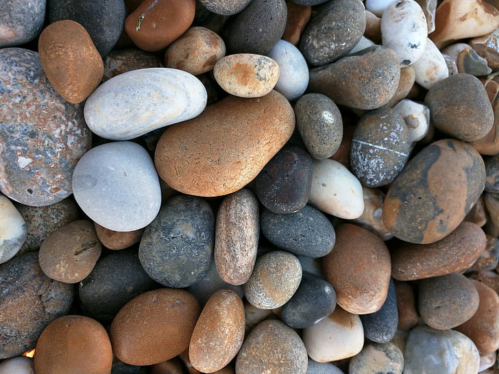 pebbles, sea, beach stones, small, shore, smooth, summer