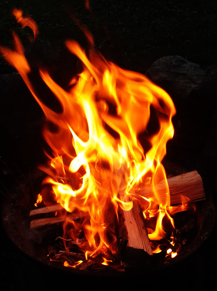 fogo, fogueira, céu, flama, Flames, madeira, À noite