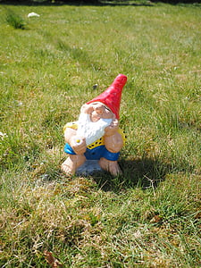 dwarf, garden gnome, satisfied, blessed, happy, dreamy, fabric