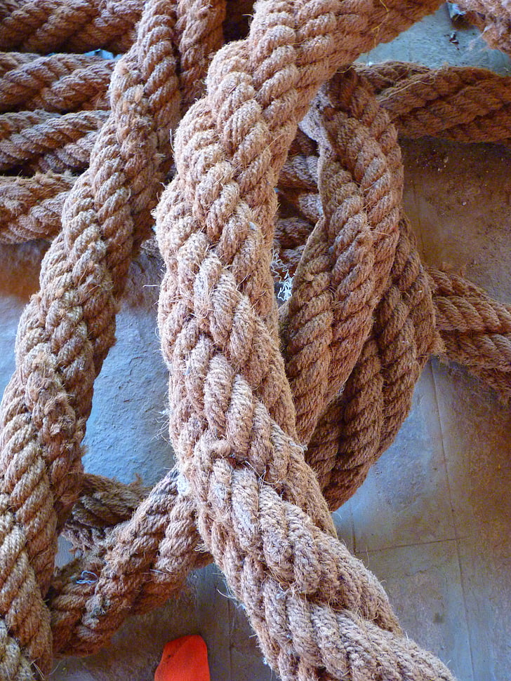 rope, dew, thick, hemp, nautical Vessel, tied Knot, strength
