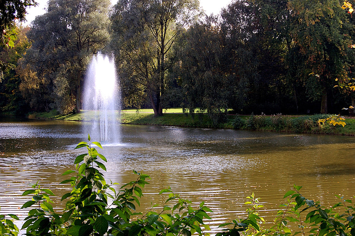 ežeras, fontanas, vandens, vandens funkcija, šlapiame kelyje, švirkšti, Gelzenkirchenas
