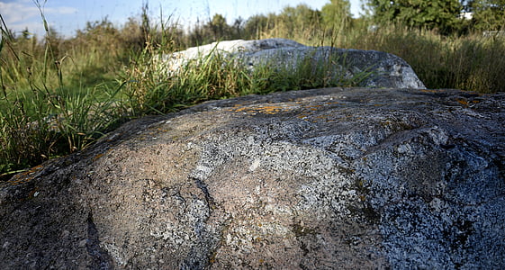 돌, 바위, 잔디, 자연적인 돌, 바위