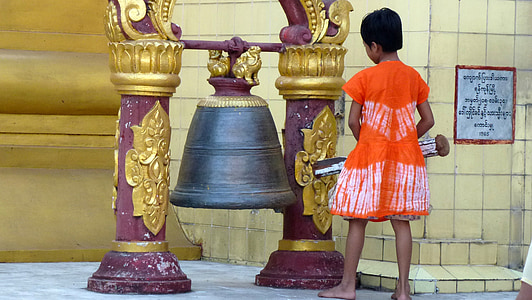 Myanmar, zvonek, Buddha, Památník, socha, Creative, kresba