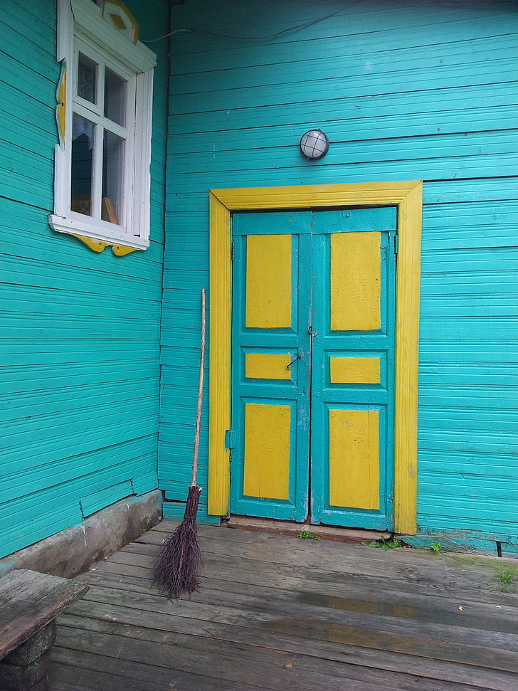 χωριό, εξοχικό σπίτι, χρώμα, φωτεινή, πόρτα, σκούπα