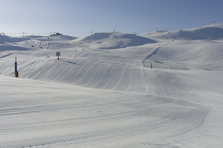 snow, the alps, slopes, mountains, winter, skis, white