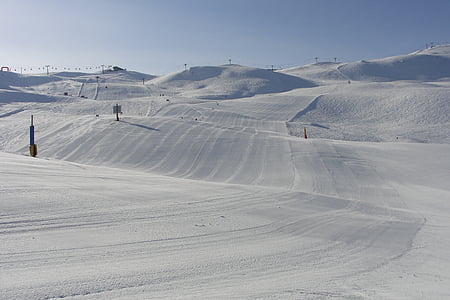 snow, the alps, slopes, mountains, winter, skis, white