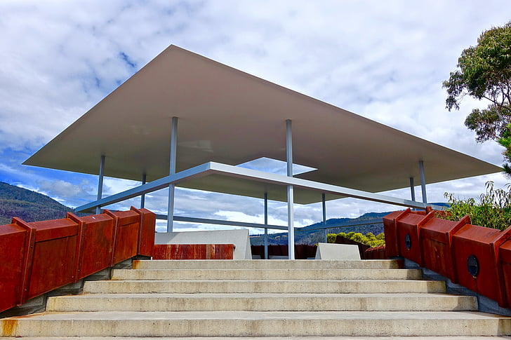pavillion, mona, tasmania, outlook, modern, floating roof