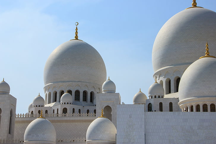 sheihk zayed mosque, vallási, templom, Abu, Dhabi, kupola, mecset