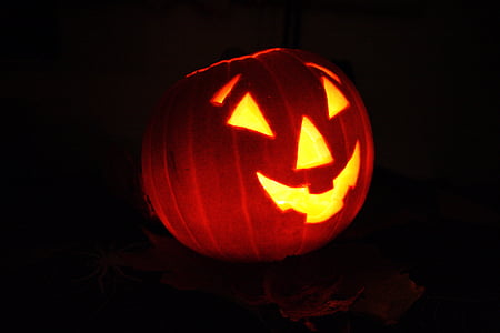 Jack, lanterne, citrouille, visage, Halloween, célébration, fruits