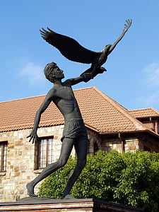 escola de St. johns, África do Sul, escultura, artístico, telhado, arquitetura, céu