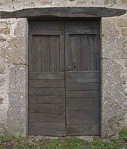 lesa, vrata, vrata, dvojno, granit, stari, vrata skedenj