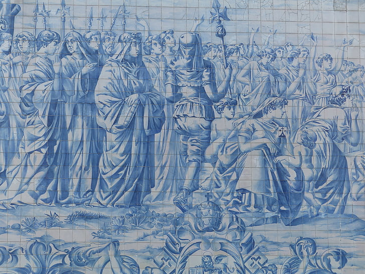 mozaïek, Portugees, blauwe oporto, het platform