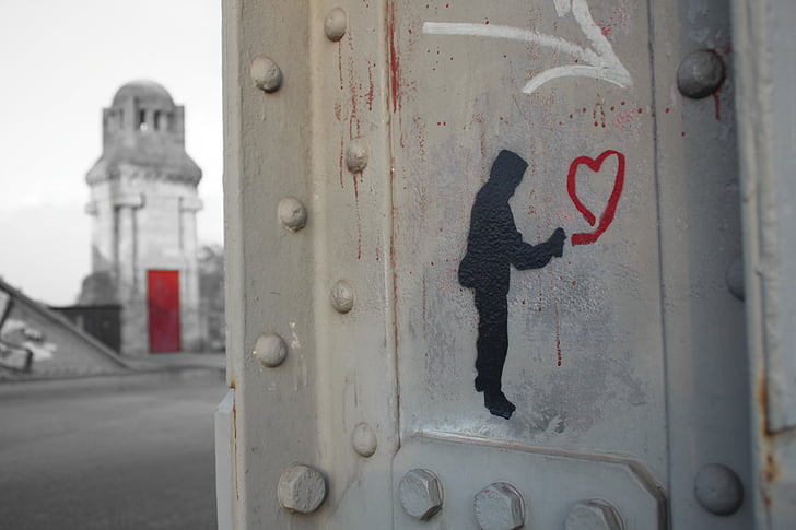 Graffiti, kjærlighet, hjerte, bakgrunn, kunst, kreativitet, sprøyta