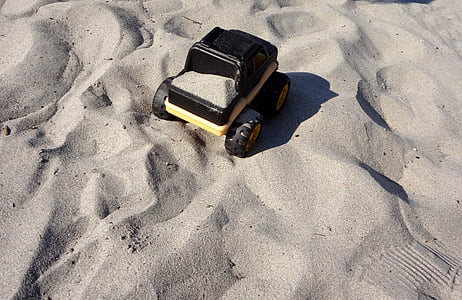 leksak, lastbil, Sand, stranden, spela, spela