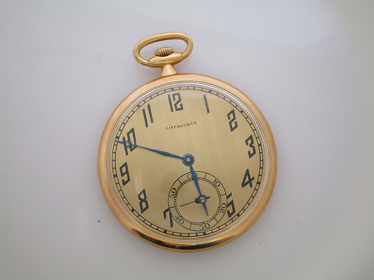 Vintage, Tiffany, reloj de bolsillo, antiguo, tiempo, clásico, joyería