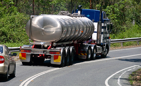 vrachtwagen, tanker, water vervoerder, metaal, voertuig, weg, verkeer