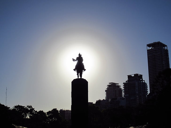 silhouette, sculpture, statue de, monument, Sky, romantique, Buenos aires